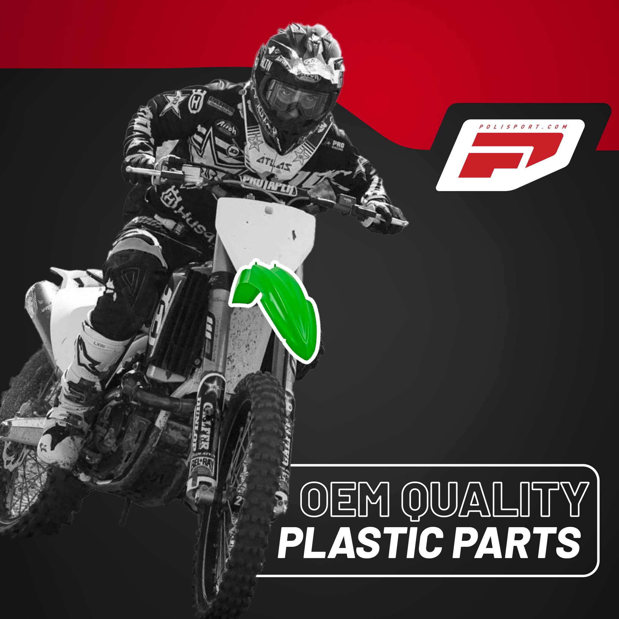 Polisport Motocross (MX) Replica Plastic Kit for Kawasaki KX 85/100/112 (2014-21) Dirt Bike – OEM Quality, Durable, Flexible & Perfect Fit – Green