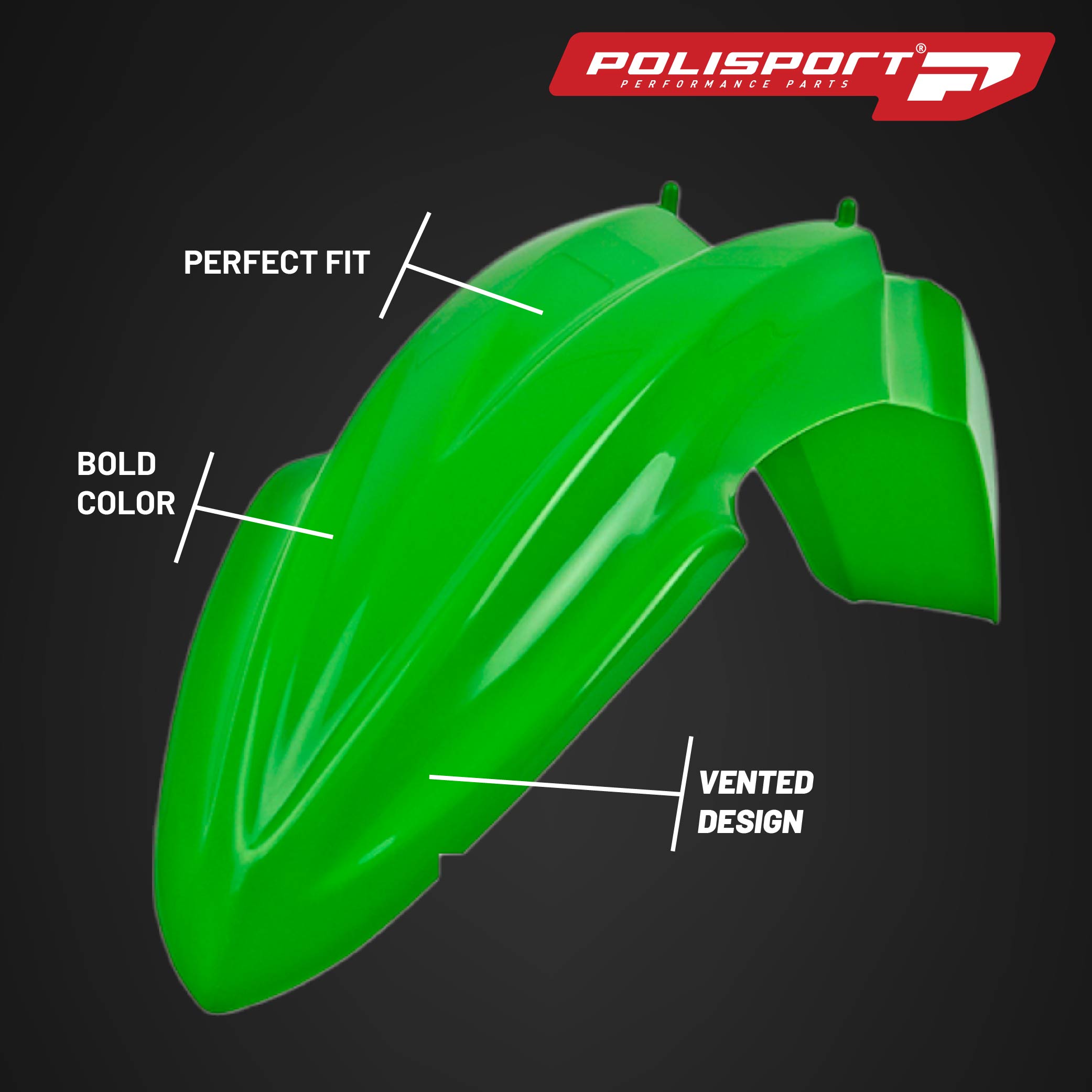 Polisport Motocross (MX) Replica Plastic Kit for Kawasaki KX 85/100/112 (2014-21) Dirt Bike – OEM Quality, Durable, Flexible & Perfect Fit – Green