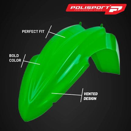 Polisport Motocross (MX) Replica Plastic Kit for Kawasaki KX 85/100/112 (2014-21) Dirt Bike – OEM Quality, Durable, Flexible & Perfect Fit – Green