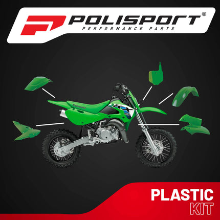 Polisport Motocross (MX) Replica Plastic Kit for Kawasaki KX 65 (2020-25) Dirt Bike – OEM Quality, Durable, Flexible & Perfect Fit – Green
