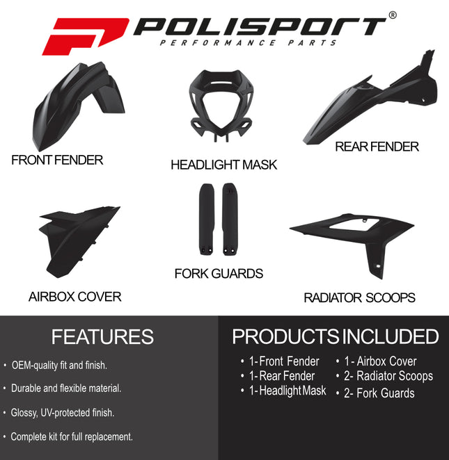 Polisport Motocross (MX) Replica Plastic Enduro Kit for Beta RR 2T/4T (2020-22) Dirt Bike