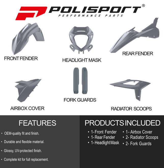 Polisport Motocross (MX) Replica Plastic Enduro Kit for Beta RR 2T/4T (2020-22) Dirt Bike