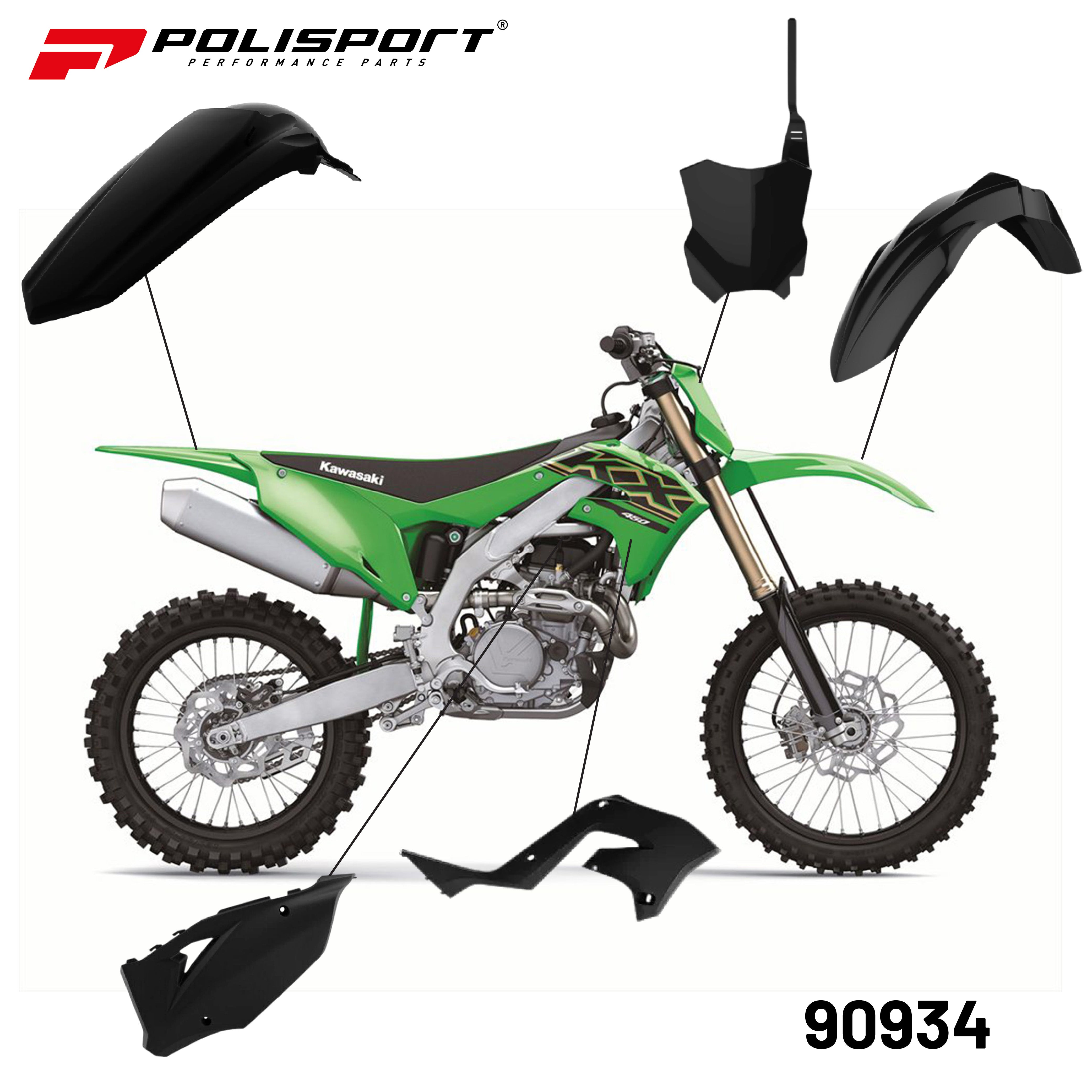 Polisport Plastic Restyling Kit for Kawasaki KX 125/250 (2003-2008) Black