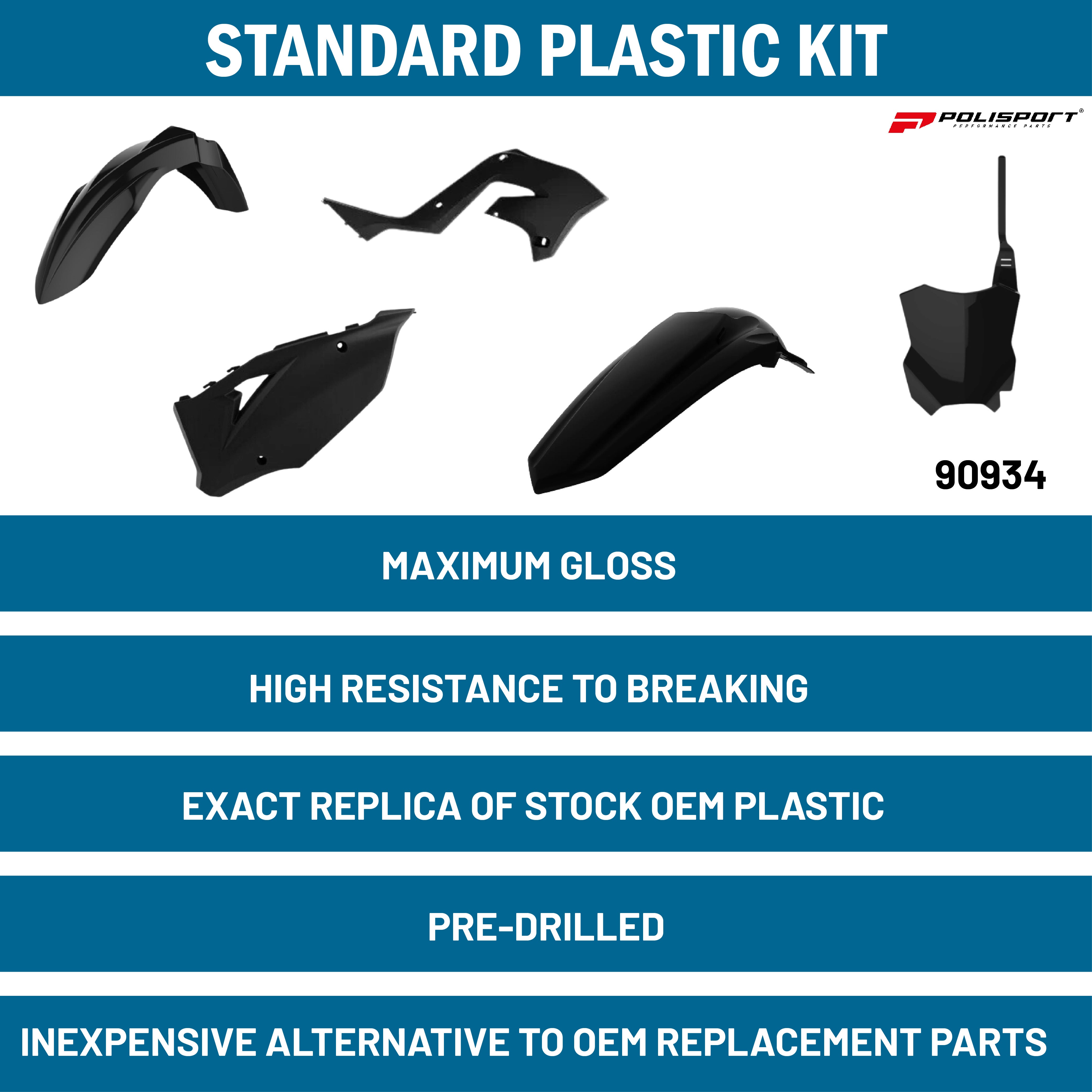 Polisport Plastic Restyling Kit for Kawasaki KX 125/250 (2003-2008) Black