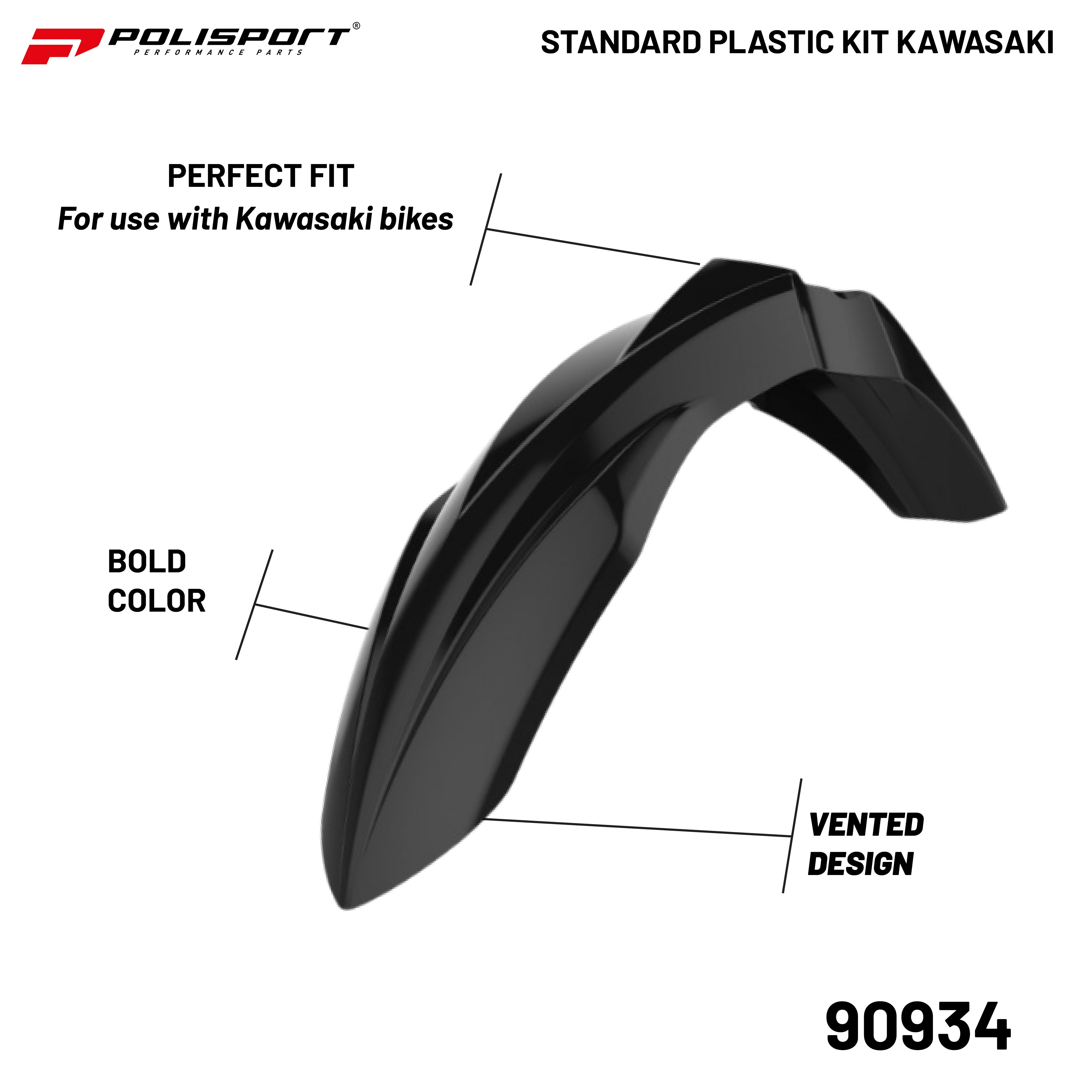 Polisport Plastic Restyling Kit for Kawasaki KX 125/250 (2003-2008) Black