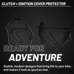 Polisport Clutch and Ignition Cover Protector Kit (Black) - Compatible with Yamaha YZ125 (2008-2024)