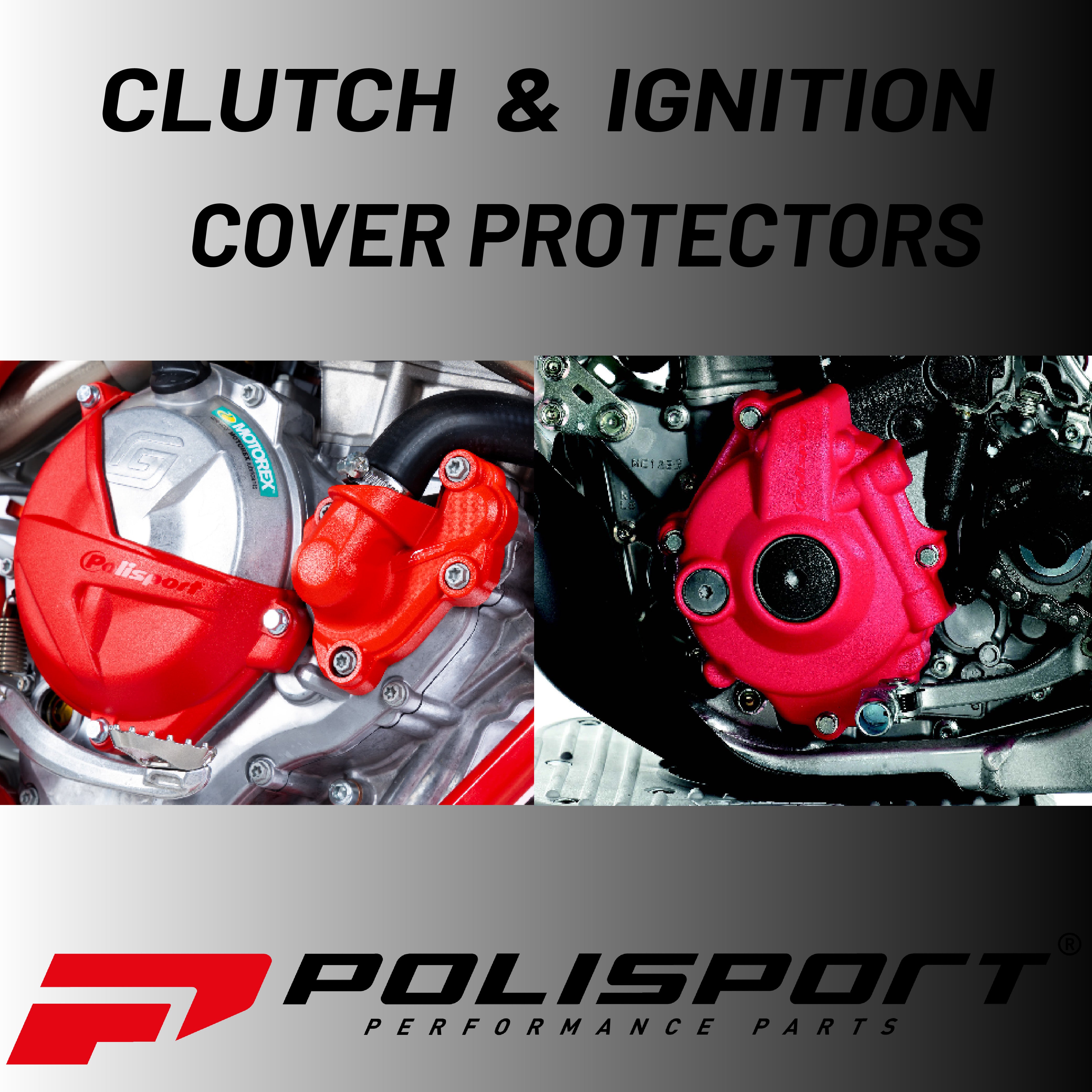 Polisport Clutch and Ignition Cover Protector Kit (Black) - Compatible with Yamaha YZ125 (2008-2024)