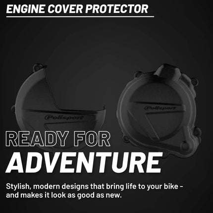 Polisport Clutch and Ignition Cover Protector Kit (Black) - Compatible with Yamaha YZ125(08-25)