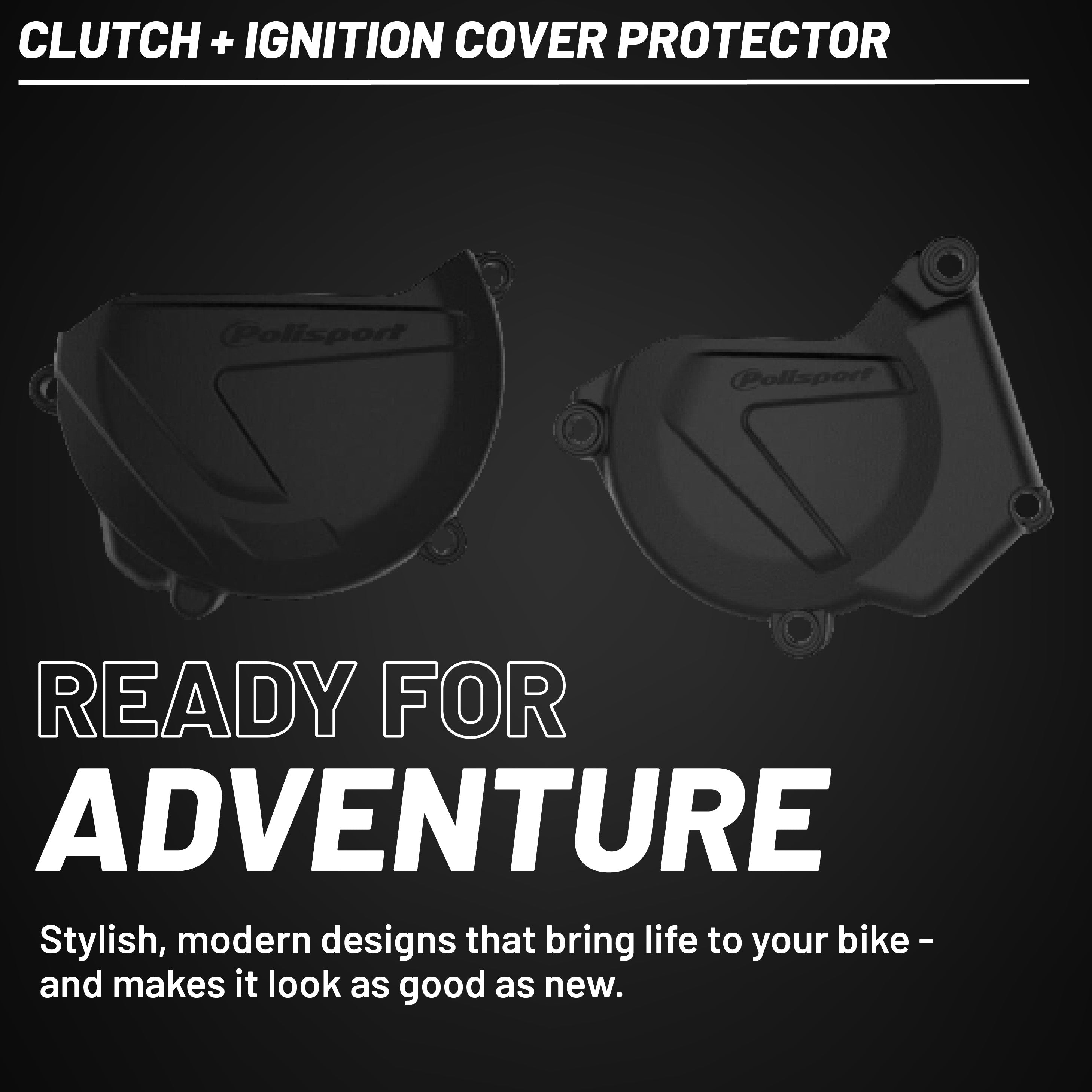 Polisport Clutch and Ignition Cover Protector Kit (Black) - Compatible with Yamaha YZ 250 (2005-2024)