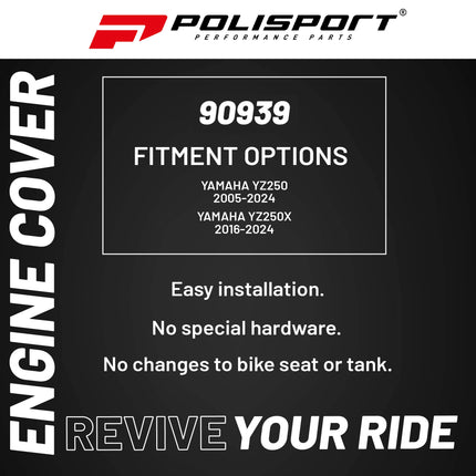 Polisport Clutch and Ignition Cover Protector Kit (Black) - Compatible with Yamaha YZ250 (2005-2024) and YZ250X (2016-2024)