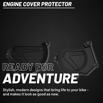 Polisport Clutch and Ignition Cover Protector Kit (Black) - Compatible with Yamaha YZ250 (2005-2024) and YZ250X (2016-2024)