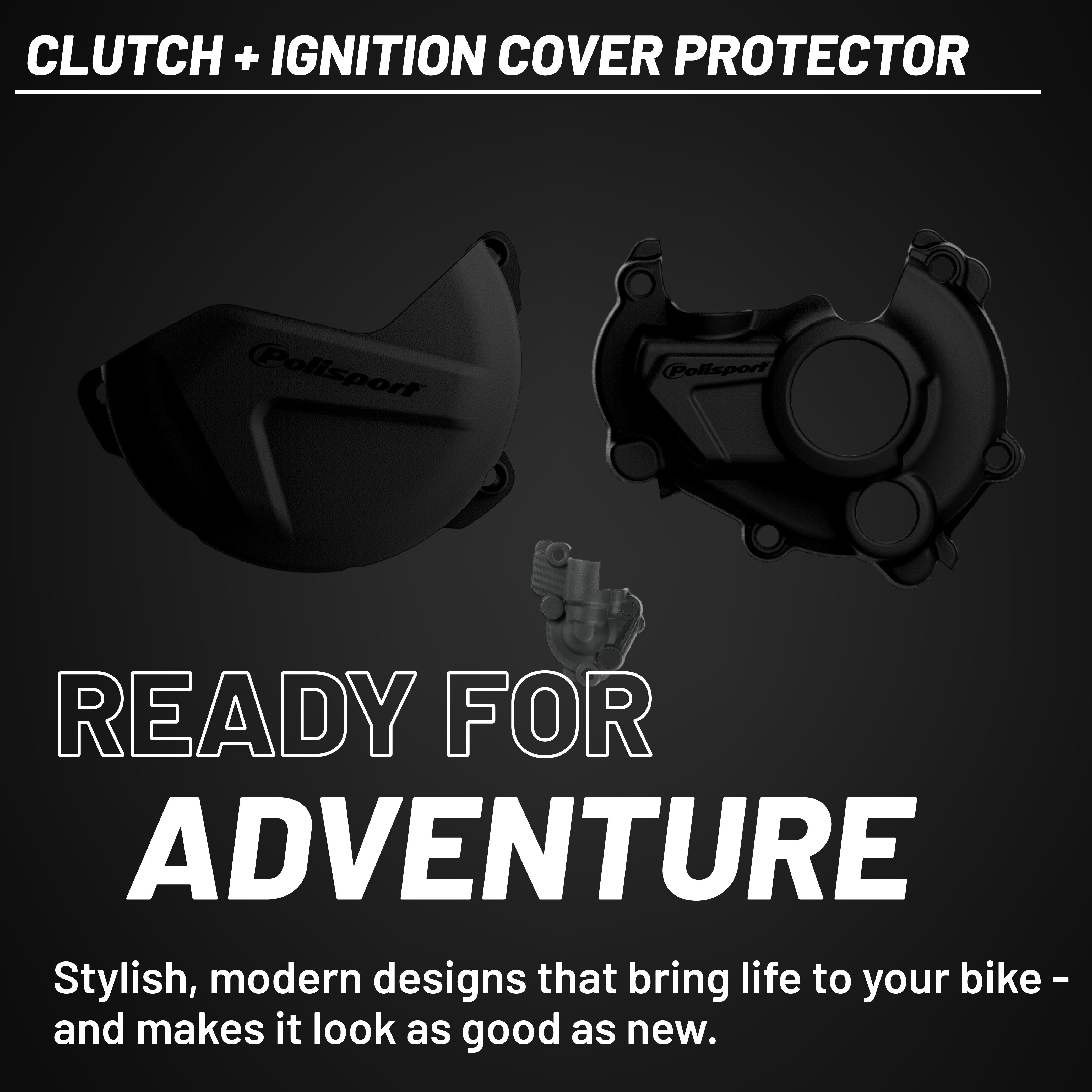 Polisport Clutch and Ignition Cover Protector Kit (Black) - Compatible with Yamaha