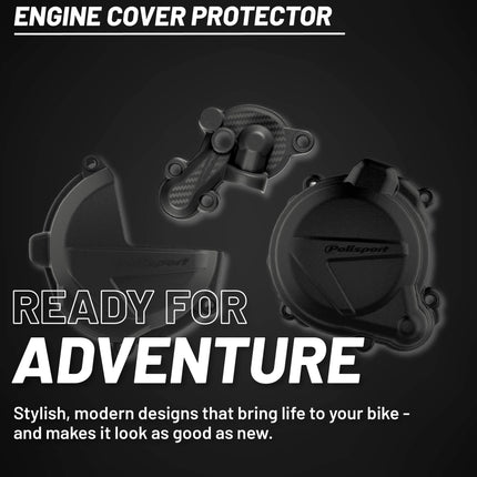 Polisport Clutch and Ignition Cover Protector Kit (Black) - Compatible with Yamaha YZ250F(14-18)