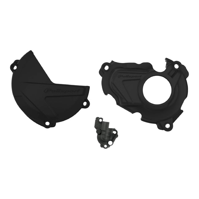 Polisport Clutch and Ignition Cover Protector Kit (Black) - Comptible with Yamaha YZ250FX(2020-2023)