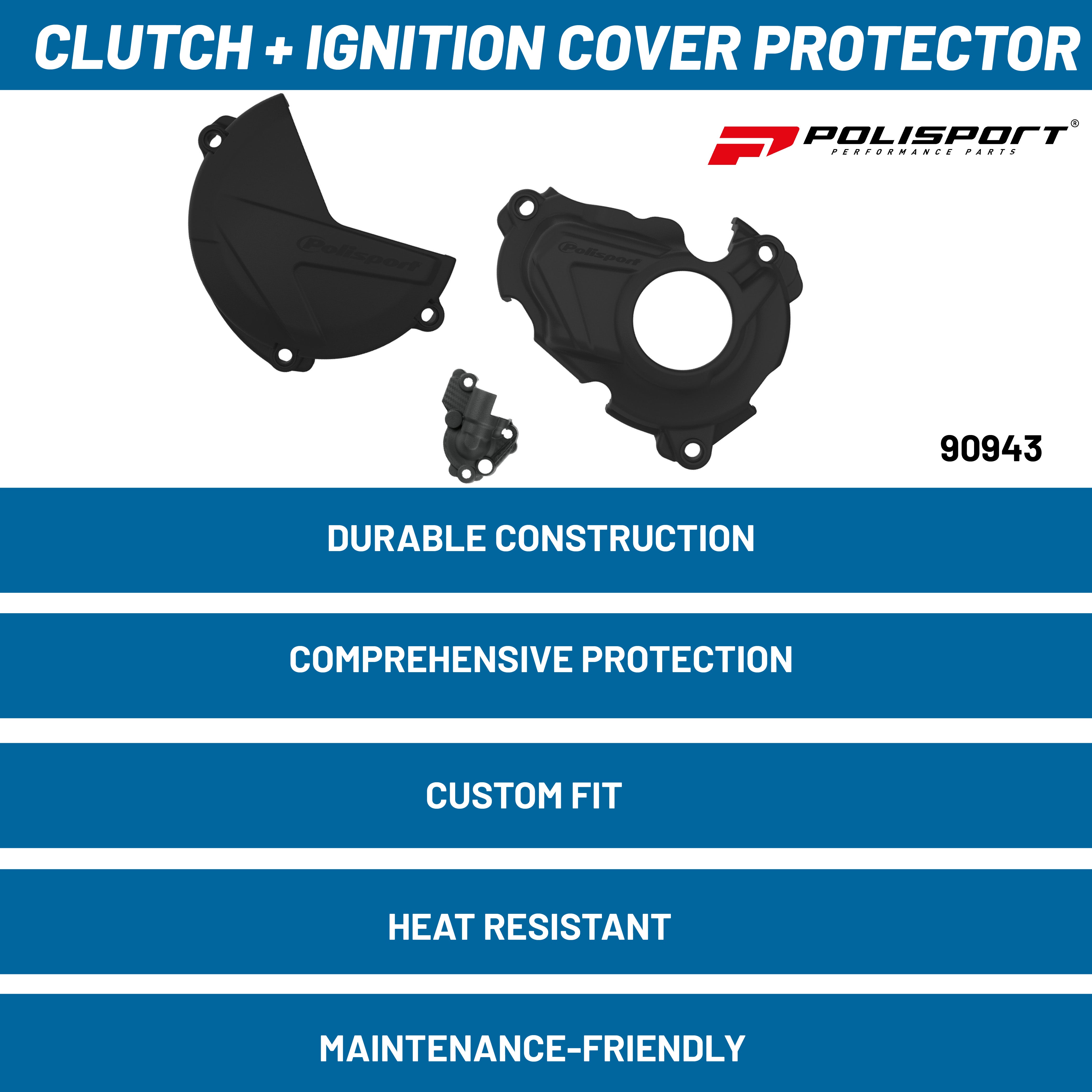 Polisport Clutch and Ignition Cover Protector Kit (Black)- Compatible with Yamaha