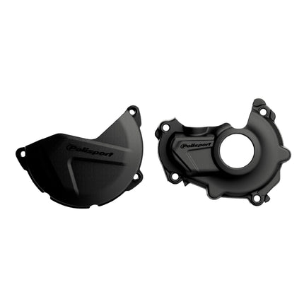 Polisport Clutch and Ignition Cover Protector Kit (Black) - Compatible with Yamaha YZ450F(14-17)