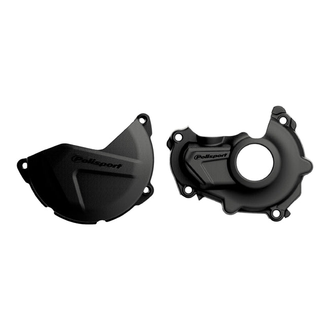 Polisport Clutch and Ignition Cover Protector Kit (Black) - Compatible with Yamaha YZ450F(14-17)