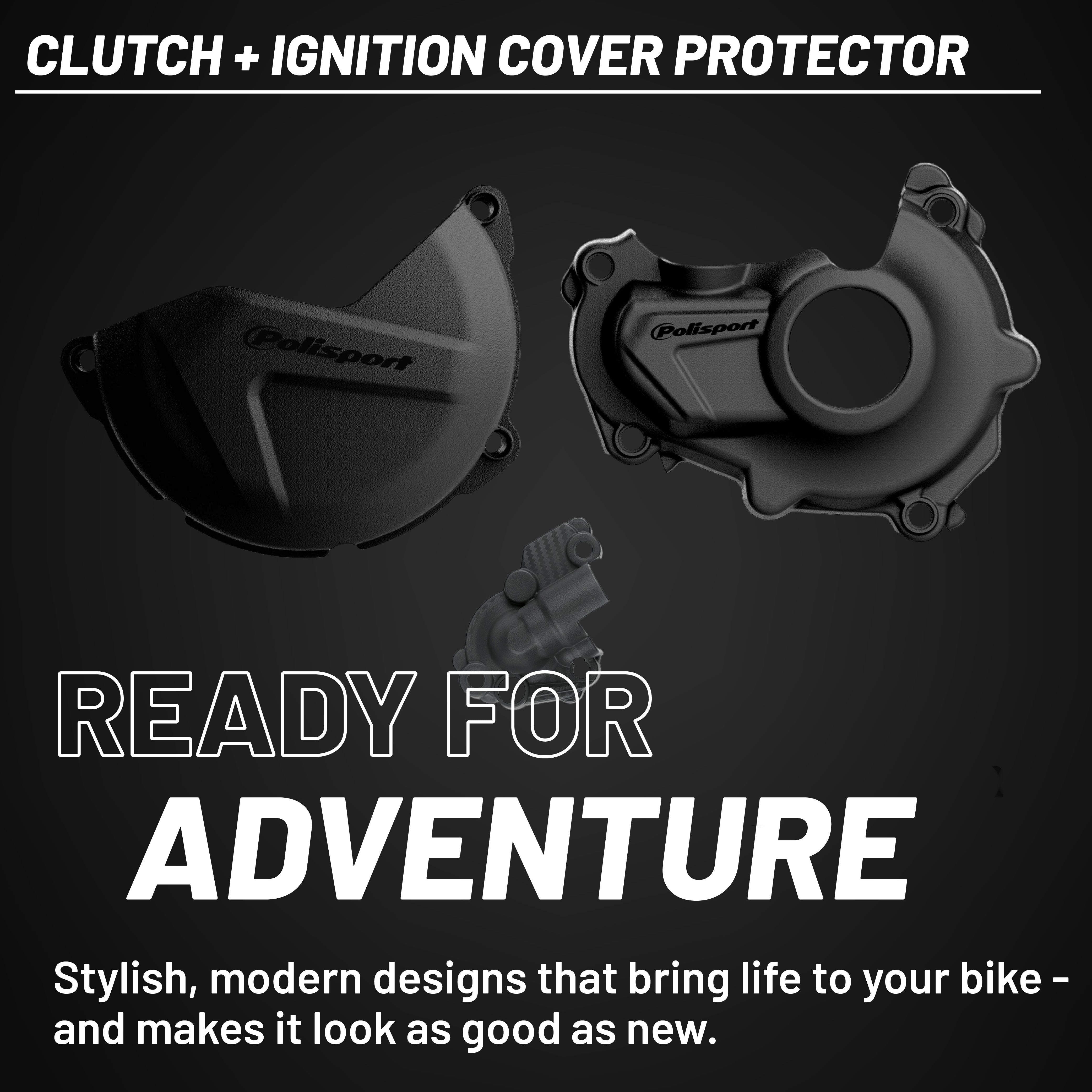 Polisport Clutch and Ignition Cover Protector Kit (Black) - Compatible with Yamaha