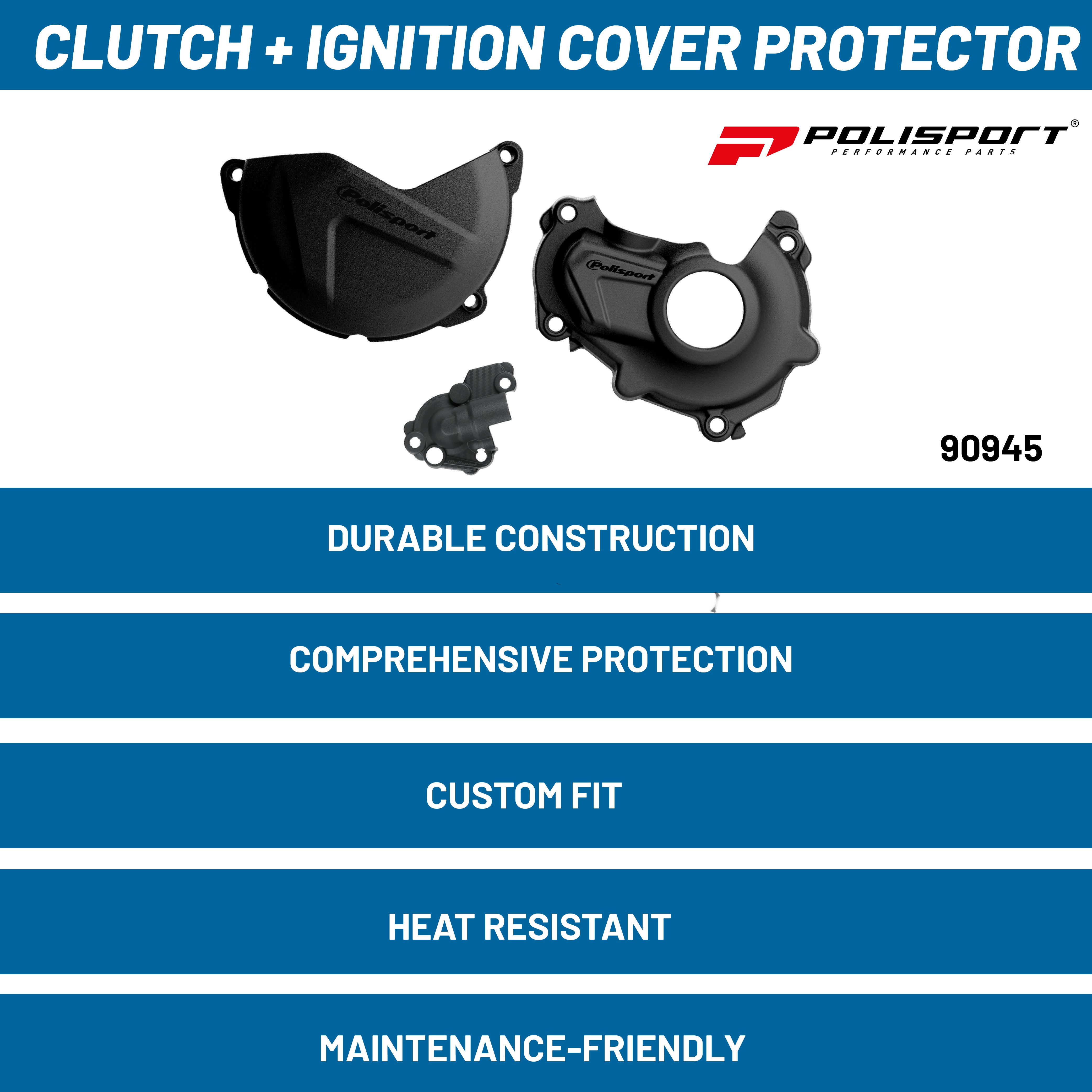 Polisport Clutch and Ignition Cover Protector Kit (Black) - Compatible with Yamaha