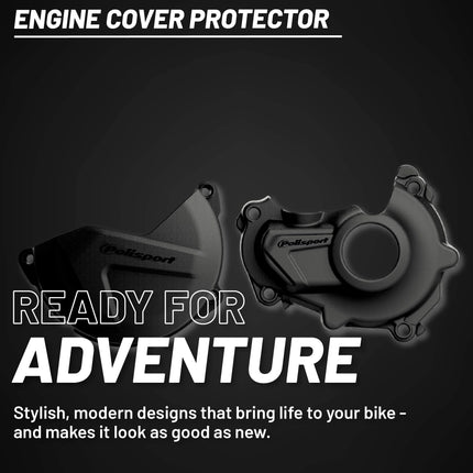 Polisport Clutch and Ignition Cover Protector Kit (Black) - Compatible with Yamaha YZ450F(14-17)