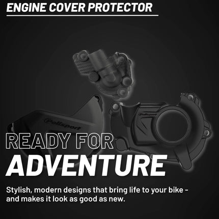 Polisport Clutch and Ignition Cover Protector Kit (Black) - Compatible With Yamaha YZ450F(2018-2024) & WR450F/YZ450FX(2019-2023)