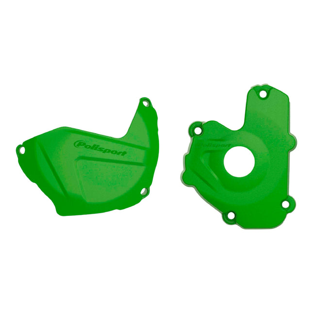 Polisport Clutch and Ignition Cover Protector Kit (Green) - Compatible with Kawasaki KX 250F (2013-2016)