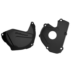 Polisport Clutch and Ignition Cover Protector Kit (Black) - Compatible with Yamaha