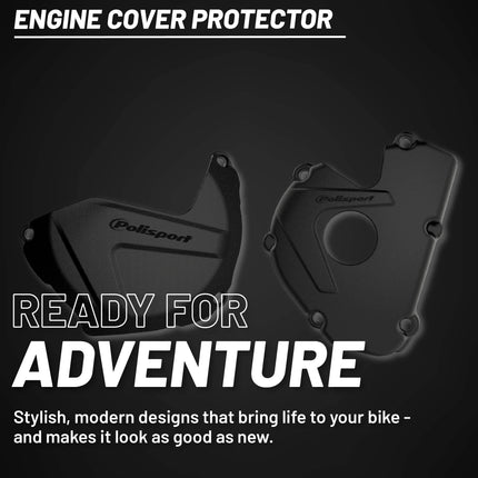 Polisport Clutch and Ignition Cover Protector Kit (Black) - Compatible with Kawasaki KX 250F (2017-2021)