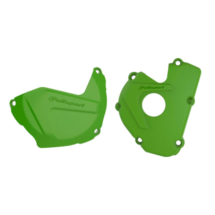 Polisport Clutch and Ignition Cover Protector Kit (Green) - Compatible with Kawasaki KX250F (2017-2025)