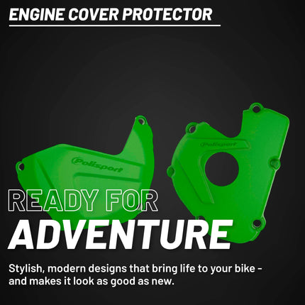 Polisport Clutch and Ignition Cover Protector Kit (Green) - Compatible with Kawasaki KX250F (2017-2025)