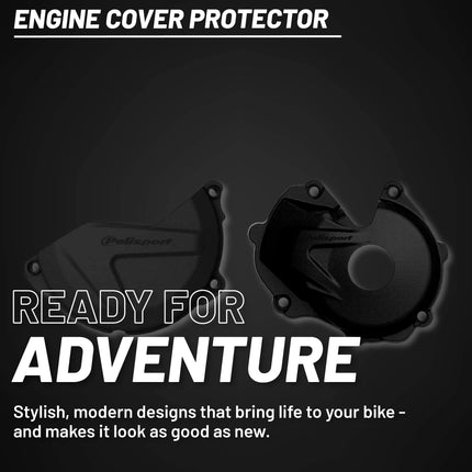Polisport Clutch and Ignition Cover Protector Kit (Black) - Compatible with Kawasaki KX 450F (2016-2018)