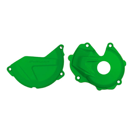 Polisport Clutch and Ignition Cover Protector Kit (Green) - Compatible with Kawasaki KX450F(16-18)