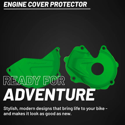 Polisport Clutch and Ignition Cover Protector Kit (Green) - Compatible with Kawasaki KX450F(16-18)
