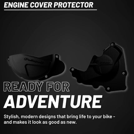 Polisport Clutch and Ignition Cover Protector Kit (Black) - Compatible with Honda CRF250R (2013-2017)