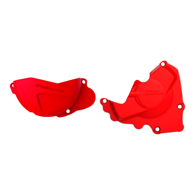 Polisport Clutch and Ignition Cover Protector Kit (Red) - Compatible with Honda CRF250R (2013-2017)