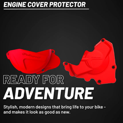 Polisport Clutch and Ignition Cover Protector Kit (Red) - Compatible with Honda CRF250R (2013-2017)
