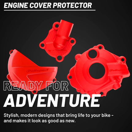 Polisport Clutch and Ignition Cover Protector Kit (Red) - Compatible with Honda CRF250R (2018-2024)