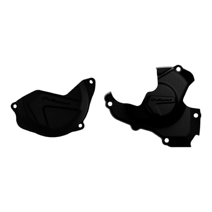 Polisport Clutch and Ignition Cover Protector Kit (Black) - Compatible with Honda CRF450R (2010-2016)