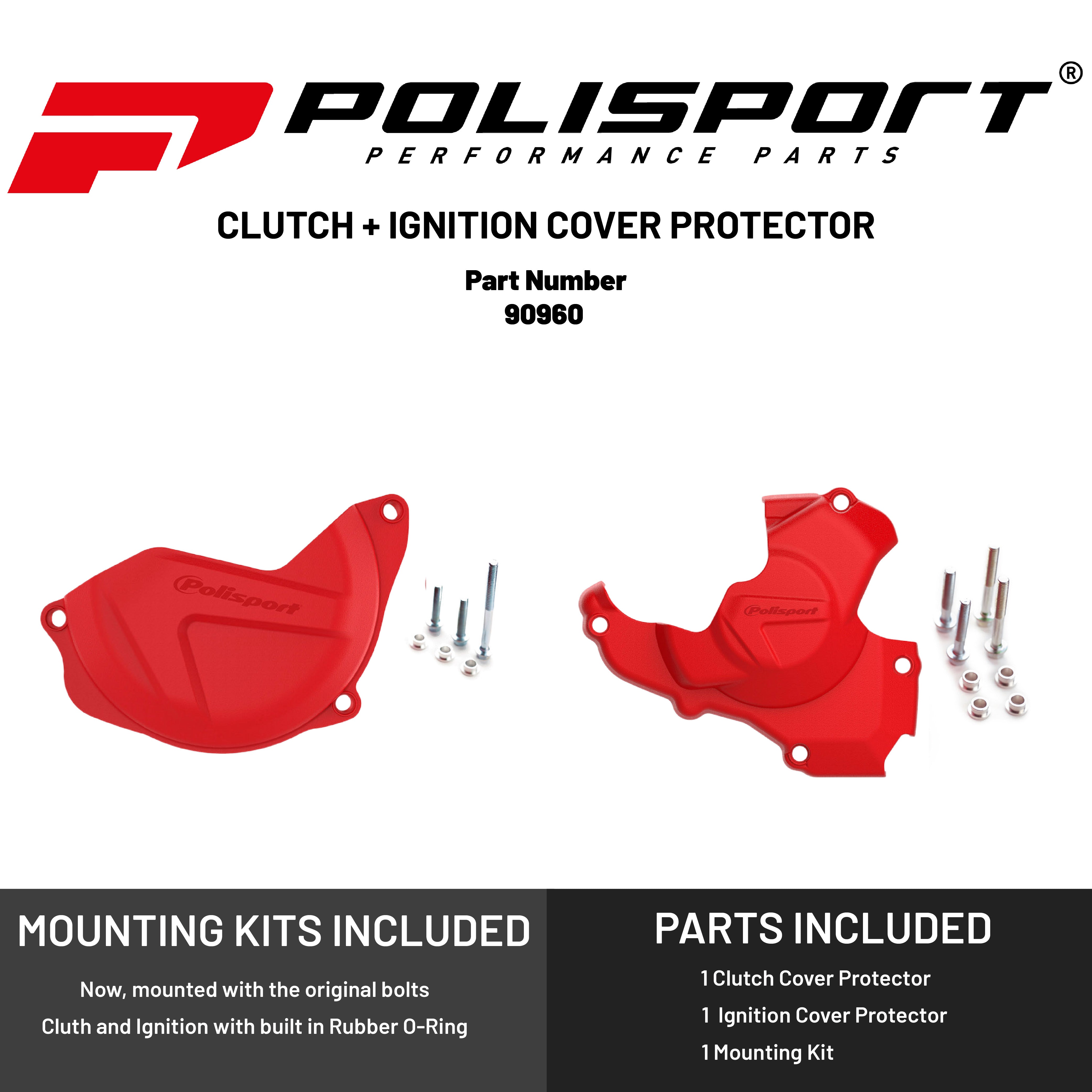 Polisport Clutch and Ignition Cover Protector Kit (Red) - Compatible with Honda CRF 450R (2010-2016)