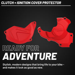 Polisport Clutch and Ignition Cover Protector Kit (Red) - Compatible with Honda CRF 450R (2010-2016)