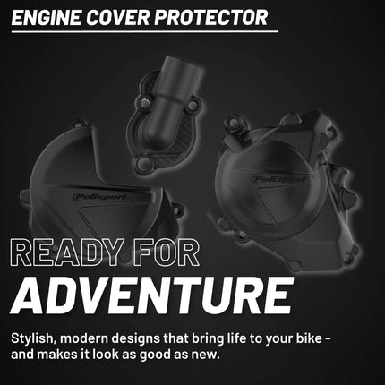 Polisport Clutch and Ignition Cover Protector Kit (Black) - Compatible with Honda CRF450R (2017-2022)