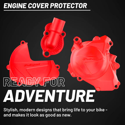 Polisport Clutch and Ignition Cover Protector Kit (Red) - Compatible with Honda CRF450R(17-25)