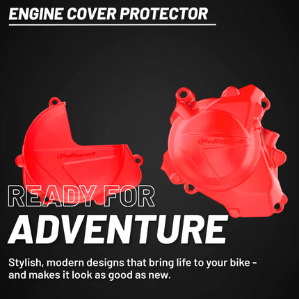 Polisport Clutch and Ignition Cover Protector Kit (Red) - Compatible with Honda CRF450R(17-25)