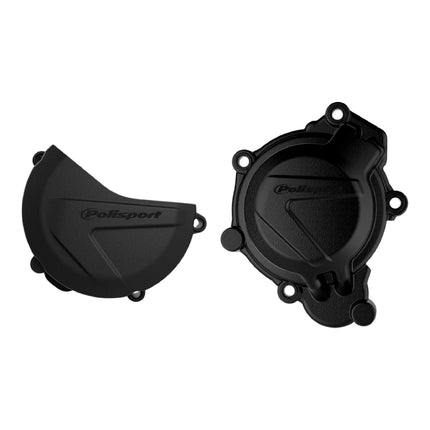 Polisport Clutch and Ignition Cover Protector Kit (Black) - Compatible with KTM SX/XC125/150 & Husqvarna TC125 (2016-2018)