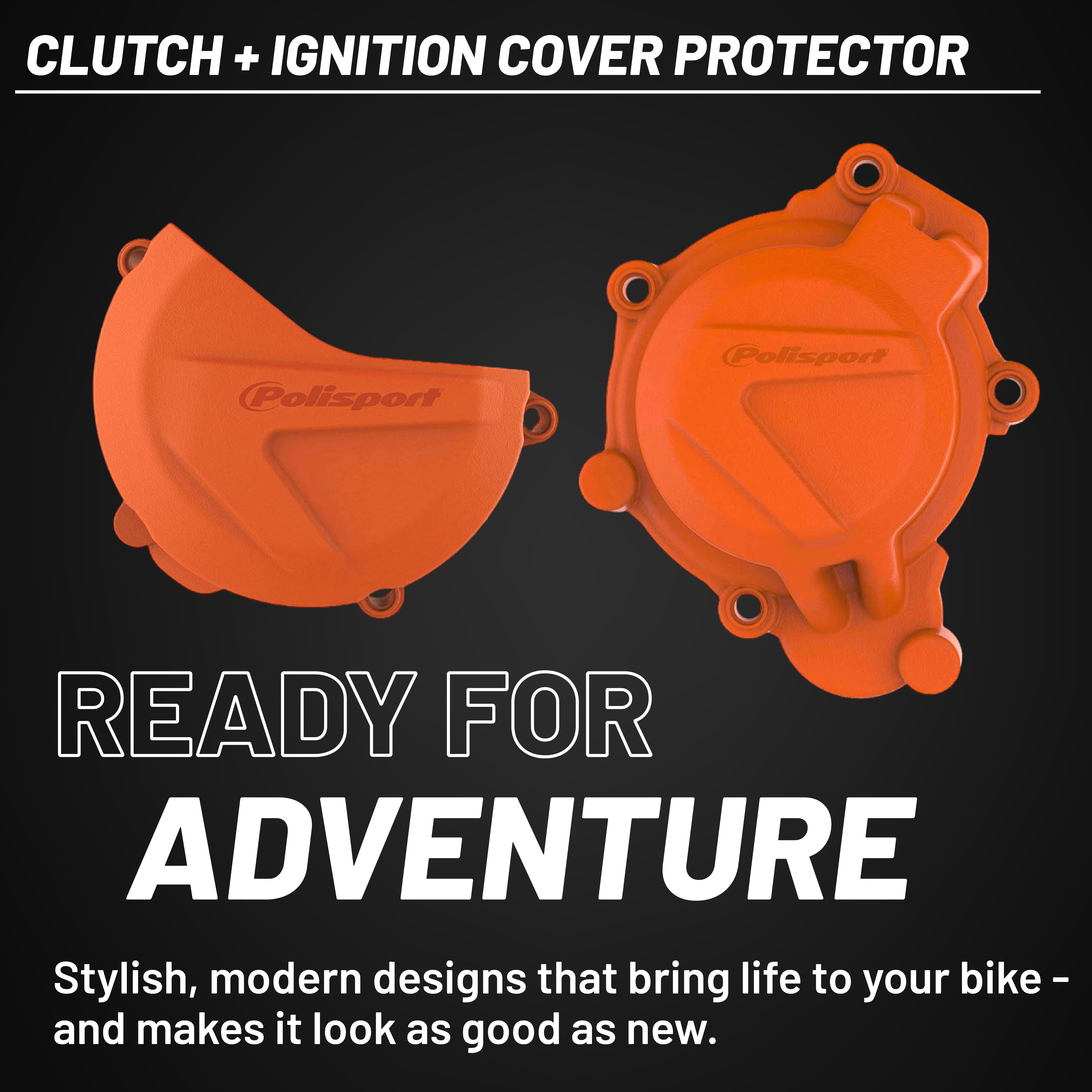 Polisport Clutch and Ignition Cover Protector Kit (Orange) - Compatible with KTM