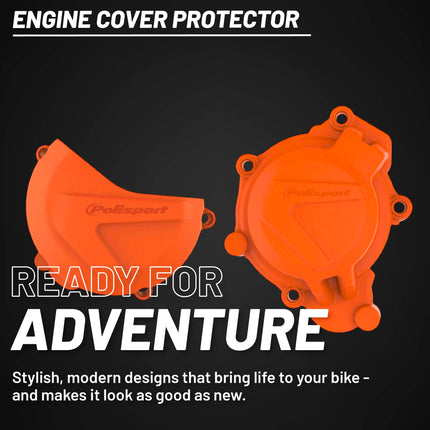 Polisport Clutch and Ignition Cover Protector Kit (Orange) - Compatible with KTM XC/SX 125/200 & Husqvarna TC 125 (2016-2018)