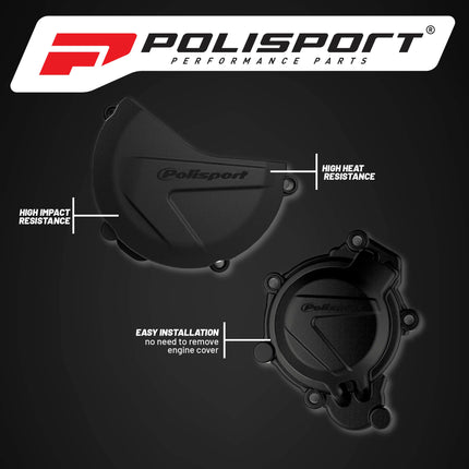 Polisport Clutch and Ignition Cover Protector Kit (Blue) - Compatible with Husqvarna TC125(2016-2018)