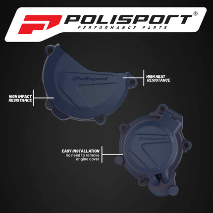 Polisport Clutch and Ignition Cover Protector Kit (Blue) - Compatible with Husqvarna TC125(2016-2018)