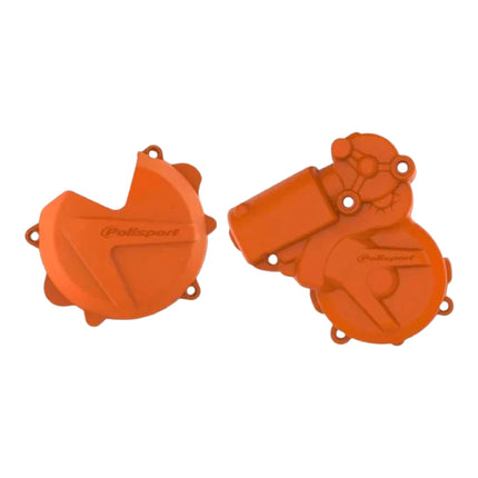 Polisport Clutch and Ignition Cover Protector Kit (Orange) - Compatible with KTM EXC/XCW 250/300(13-16)