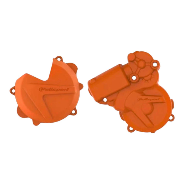Polisport Clutch and Ignition Cover Protector Kit (Orange) - Compatible with KTM EXC/XCW 250/300(13-16)